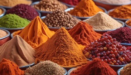 Fototapeta premium Colorful Assortment of Spices at Market