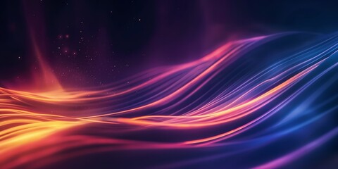 Obraz premium Vibrant neon abstract waves. Flowing neon lines create a dynamic, futuristic background. Ideal for technology, innovation, and modern design projects. For marketing, web design, and editorial use.