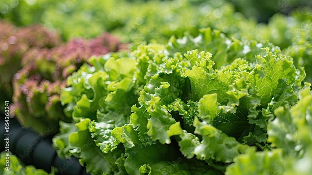 Poster a bunch of green lettuce is displayed in a store. the lettuce is fresh and healthy, and it is arrang