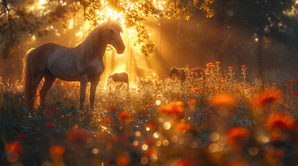 Horse in a Golden Meadow