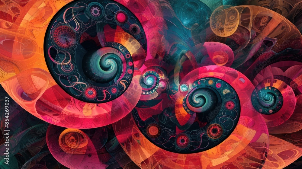 Poster vivid abstract design with surreal circular color pattern
