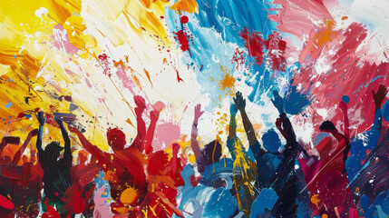 Cheering Crowd with Paint