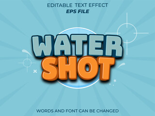 water shoot text effect, font editable, typography, 3d text for games. vector template