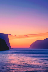 Serene Coastal Sunset: A Tranquil Evening by the Ocean