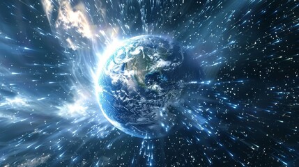 Obraz premium Earth is engulfed in a stream of neutrinos millions passing through every second.
