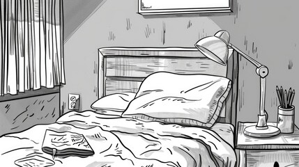 A coloring book for children is resting on the nightstand