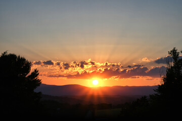 Majestic sunset over mountains in Virginia