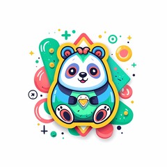 Cute Green Panda Logo
