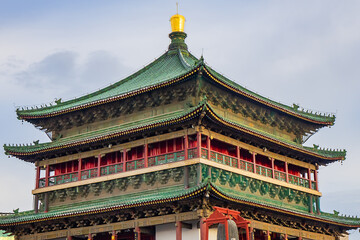 Naklejka premium Bell Tower of Xi'an (1384) -is a symbol of the city of Xi'an and one of the grandest of its kind in China. XI’AN, CHINA.