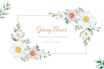 Hand drawn watercolor daisy flower background design