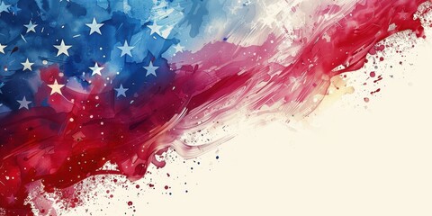 Abstract Watercolor Fourth Of July USA Independence Day Background. Generative AI