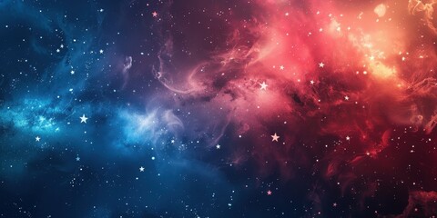 Fototapeta premium Red White And Blue Galaxy Stars Fourth Of July Background. Generative AI