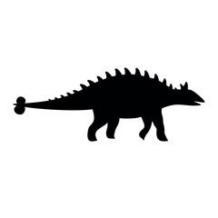 Vector flat hand drawn ankylosaur dinosaur silhouette isolated on white background