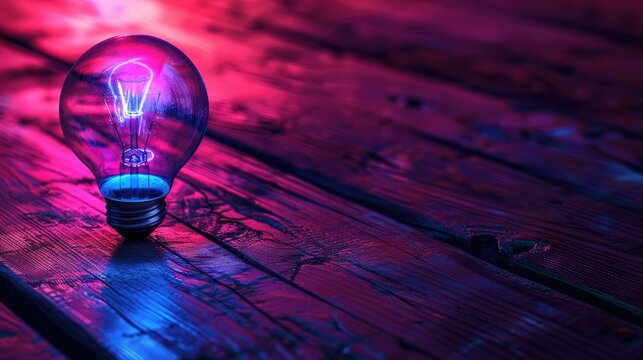 Blacklight bulb on wood surface