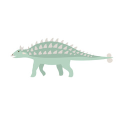 Vector flat hand drawn ankylosaur dinosaur isolated on white background