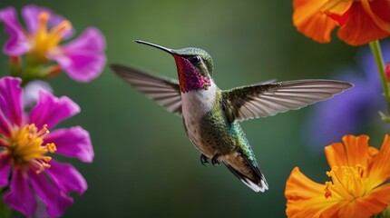 Naklejka premium hummingbird in flight,hummingbird, flight, bird, nature, wildlife, animal, small