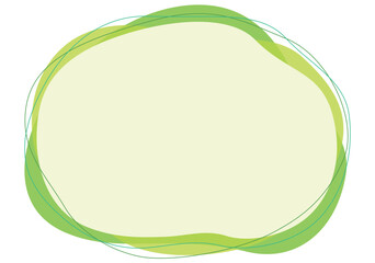 ゆるほわシェイプとラインの重なりフレーム/グリーン