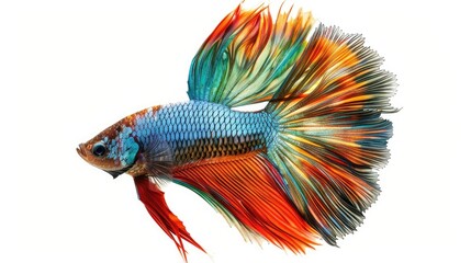 Fototapeta premium Multicolored Siamese Fighting Fish on a White Background