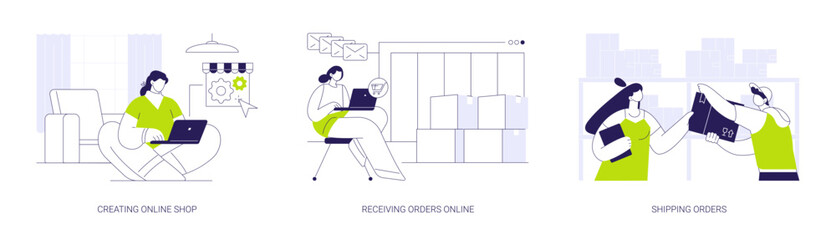 Ecommerce store owner abstract concept vector illustrations.