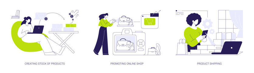 Drop shipping abstract concept vector illustrations.