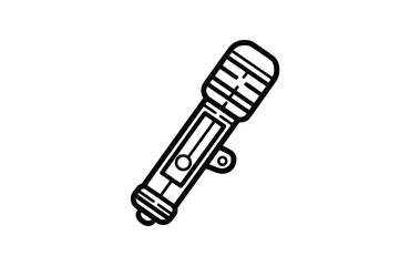 Flashlight black icon, isolated on white background. Vector illustration.