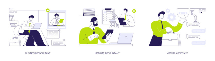 Online consultancy services abstract concept vector illustrations.