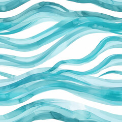 Seamless Pattern Abstract watery turquoise watercolor brushstroke flowing gentle lines curved like ocean waves with copy space and soft artistic lines for web banner background graphic resource