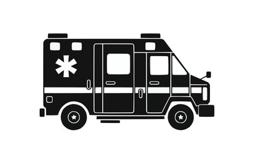 Black ambulance icon isolated on white background. Beautiful Ambulance icon.