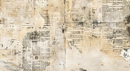 Grunge old yellow newspaper texture background wallpaper. Backdrop, weathered, worn out, abstract, tattered, artistic collage, paper, detailed composition