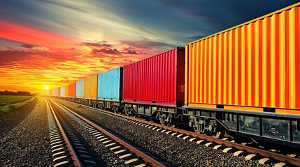 Fototapeta premium logistic inland port with container