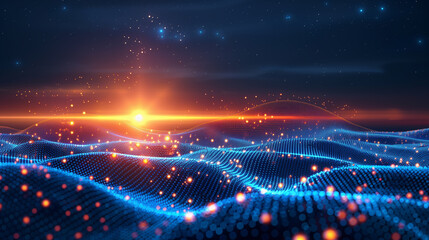 Sunrise over digital landscape.