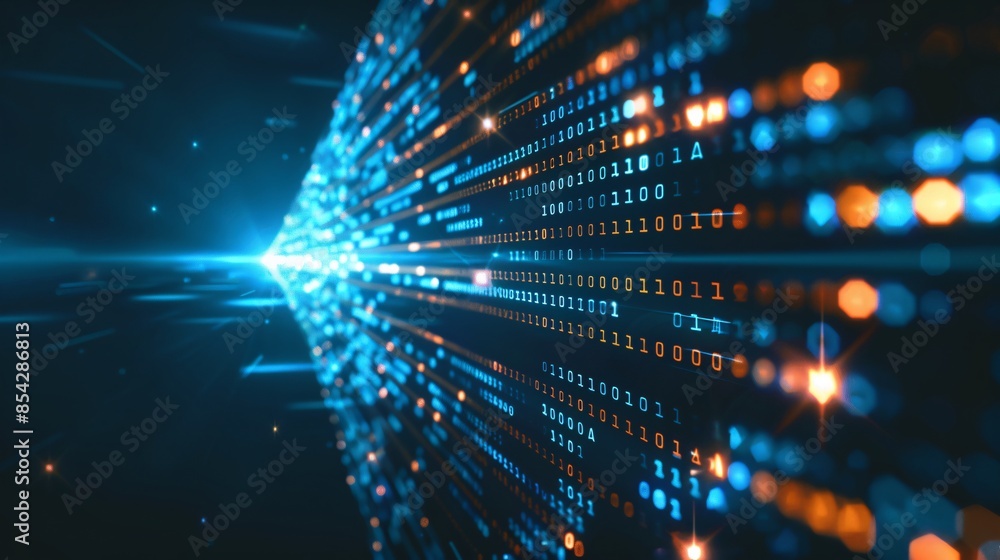 Wall mural Binary Code Data Flow