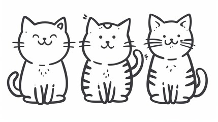 Cat. Line drawing of cute animal. Baby nursery art.