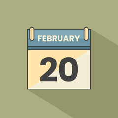 Calendar date month icon flat february vector