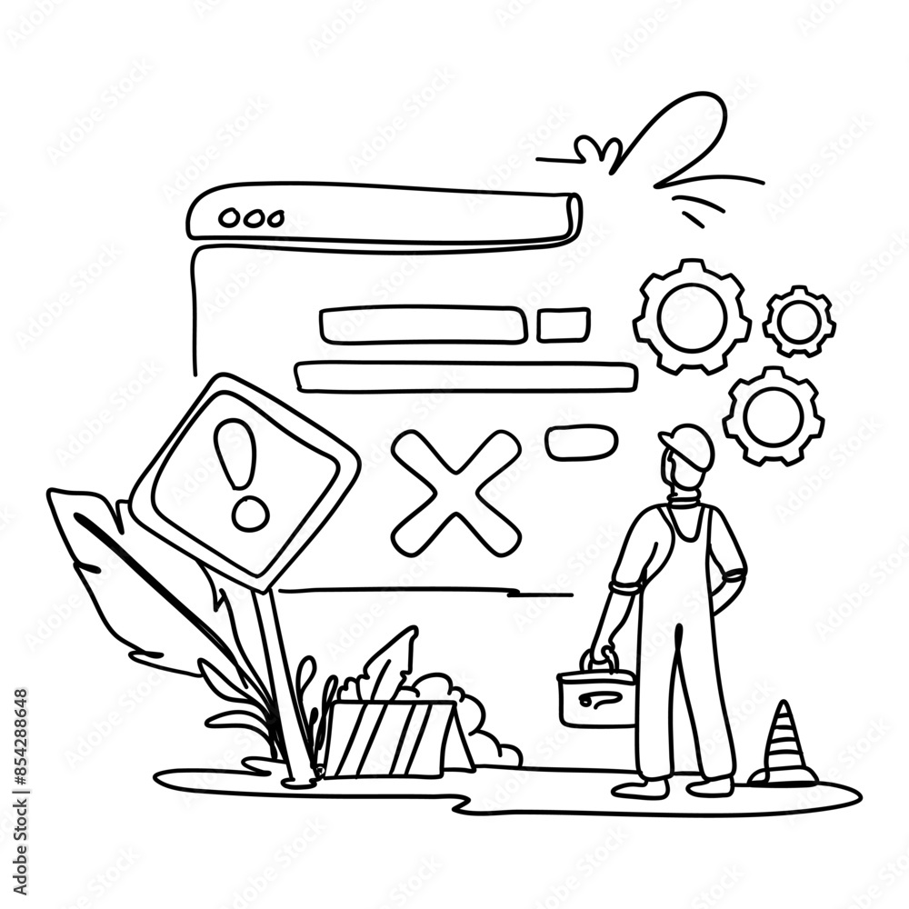 Poster enhance your website or app with this eye catching flat illustration of an error warning sign. this 