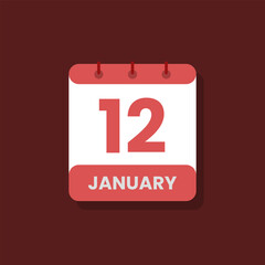 Calendar date month icon flat january vector