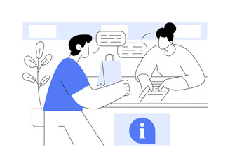 Store information counter isolated cartoon vector illustrations.