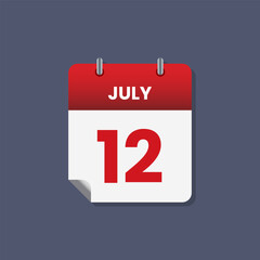 Calendar date month icon flat july vector