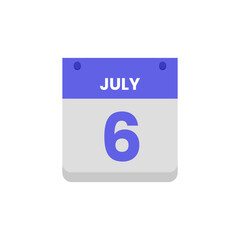 Calendar date month icon flat july vector