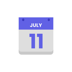 Calendar date month icon flat july vector