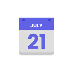 Calendar date month icon flat july vector