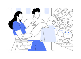 Bakery department isolated cartoon vector illustrations.