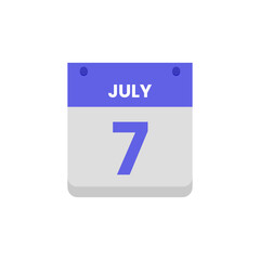 Calendar date month icon flat july vector