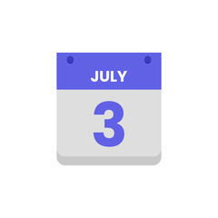 Calendar date month icon flat july vector