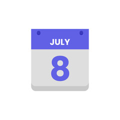Calendar date month icon flat july vector