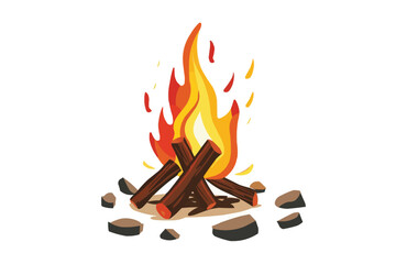Colorful campfire icon isolated on white background.