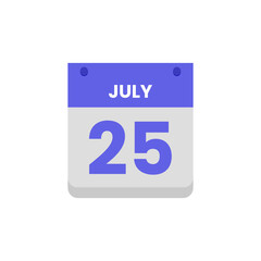 Calendar date month icon flat july vector