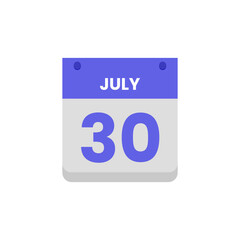 Calendar date month icon flat july vector