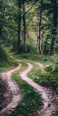 Obraz premium Título: Caminho Serpentear na Floresta Verdejante