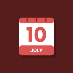 Calendar date month icon flat july vector